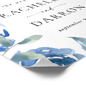 Dusty Blue & Blue Floral Affiche de bienvenue (Coin)