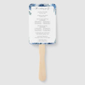 Dusty Blue & Blue Floral Wedding Programme Handwaaier (Achterkant)