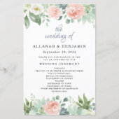 Dusty Blue Blush Floral Garden Programmes de maria (Devant)