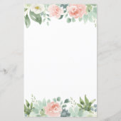 Dusty Blue Blush Floral Garden Wedding Menu Cartes (Dos)