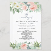 Dusty Blue Blush Floral Garden Wedding Programs (Voorkant / Achterkant)