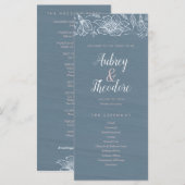 Dusty Blue & Blush Flowers Programme de mariage -  (Devant / Derrière)