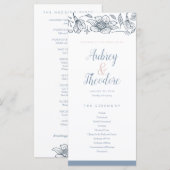 Dusty Blue & Blush Flowers Programme de mariage (Devant / Derrière)