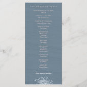 Dusty Blue & Blush Flowers Trouwprogramma - Donker Programma (Achterkant)