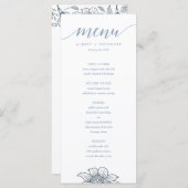 Dusty Blue & Blush Flowers Wedding Menu - Licht (Voorkant / Achterkant)