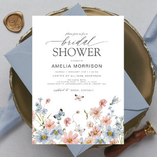 Dusty Blue Blush Pink Elegant Garden Vrijgezellenf Kaart