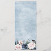 Dusty Blue Blush Pink Floral Botanical Wedding Menu (Achterkant)
