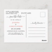 Dusty Blue Blush Pink Floral De datum opslaan Briefkaart (Achterkant)