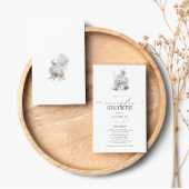 Dusty Blue Blush Pink Floral Photo Couples Shower Kaart