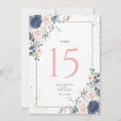 Dusty Blue Blush Pink Gold Floral Table Number (Achterkant)