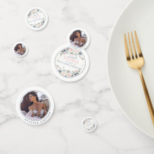 Dusty Blue Blush Pink Gold Floral Vrijgezellenfees Confetti