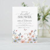 Dusty Blue Blush Pink QR Code Garden Vrijgezellenf Kaart (Staand voorkant)