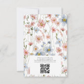 Dusty Blue Blush Pink QR Code Garden Vrijgezellenf Kaart (Achterkant)