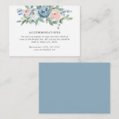 Dusty Blue & Blush Roos Bruiloft Accommodaties Informatiekaartje (Voorkant / Achterkant)