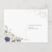 Dusty Blue Blush Rose Gold Floral Pas de menu RSVP (Dos)