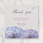 Dusty Blue Blush Roze Bloemen Bruiloft Dank u Bedankjes Labels (Achterkant)