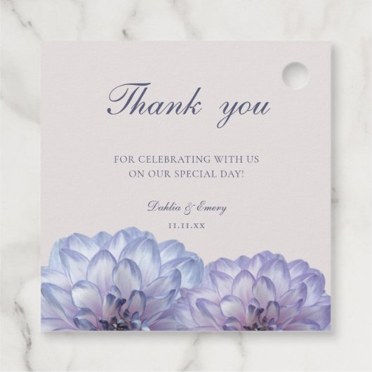 Dusty Blue Blush Roze Bloemen Bruiloft Dank u Bedankjes Labels (Achterkant)