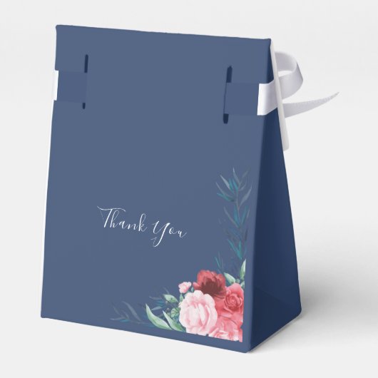 Dusty Blue Blush Roze Bloemen Bruiloft Favor Box Bedankdoosjes (Achterkant)