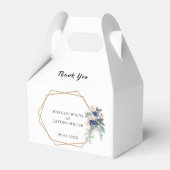 Dusty Blue Blush Roze Bloemen Goud Lijst Bruiloft Bedankdoosjes (Voorkant Zijde)