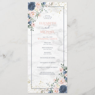 Dusty Blue Blush Roze Waterverf Trouwprogramma Programma