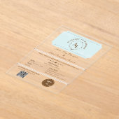 Dusty Blue Boarding Pass Cosmic Wedding Acryl Uitnodigingen (Laagn)