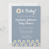 Dusty Blue Bohemian Daisies Oh Baby Baby shower Kaart (Voorkant)
