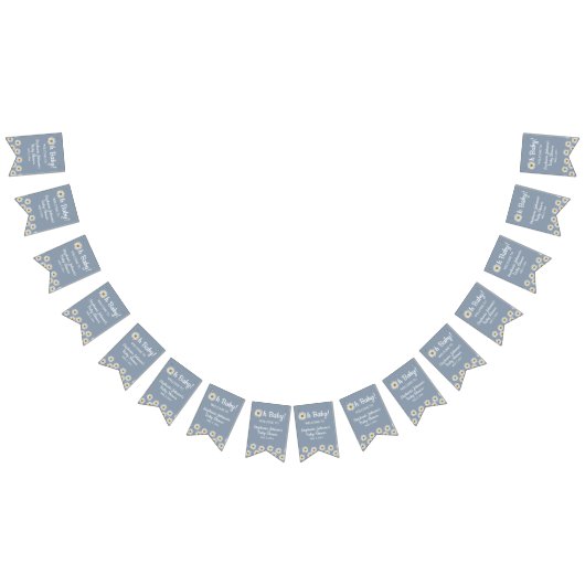 Dusty Blue Bohemian Daisies Oh Baby Baby shower Vlaggetjes (Alle)