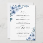 Dusty Blue Bohemian Floral Boho Wedding Kaart (Voorkant)