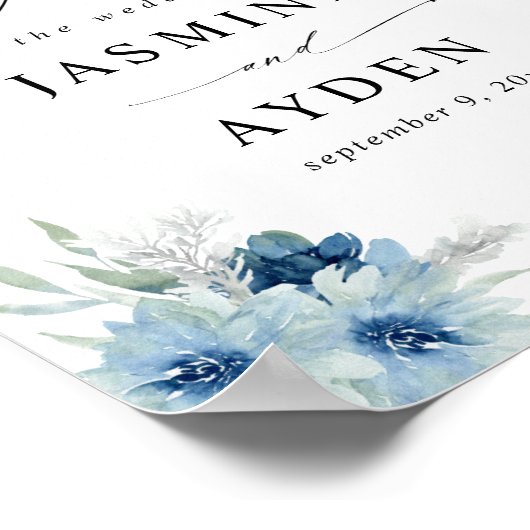 Dusty Blue Boho Affiche de bienvenue florale (Coin)