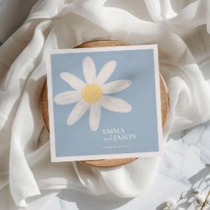 Dusty Blue Boho Daisy Floral Napkins Servet