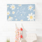 Dusty Blue Boho Daisy Flower Baby shower Banner (Insitu)