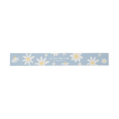 Dusty Blue Boho Daisy Flower Invitation Belly Band Uitnodigingen Wikkel (Vlak)