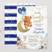 Dusty Blue Boho Floral Barly Wait Baby shower Kaart (Voorkant / Achterkant)