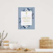 Dusty Blue Boho Floral Holy Communion Affiche de b (Cuisine)