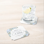 Dusty Blue Boho Floral Neem niet mijn Drink bruilo Kartonnen Onderzetters (Insitu)