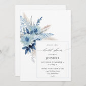 Dusty Blue Boho Floral Ring Vrijgezellenfeest 2 Kaart (Voorkant / Achterkant)