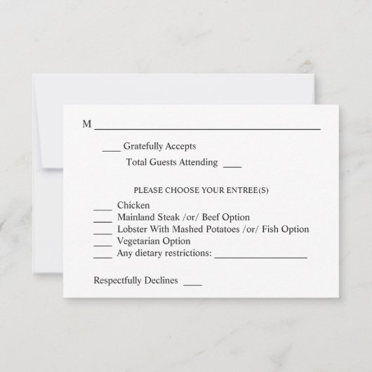 Dusty Blue Boho Floral w Meal RSVP Card (Achterkant)