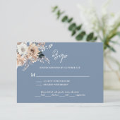 Dusty Blue Boho Floral Wedding Carte RSVP (Debout devant)