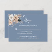 Dusty Blue Boho Floral Wedding Carte RSVP (Devant / Derrière)