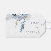 Dusty Blue Boho Floral Wedding Favor Cadeaulabel (Voorkant (Horizontaal))