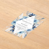 Dusty Blue Boho Floral Wedding Invitation Acryl Uitnodigingen (Laagn)