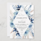 Dusty Blue Boho Floral Wedding Kaart (Voorkant)