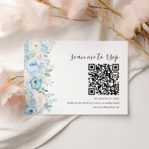 Dusty Blue Boho Floral Wedding QR Code
