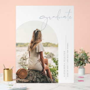 Dusty Blue Boho Minimalist Arch Photo Afstuderen Acryl Bord