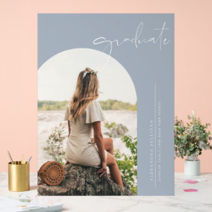 Dusty Blue Boho Minimalist Arch Photo Graduation