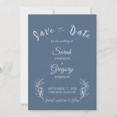 Dusty Blue Boho Minimalist Save the Date Kaart (Voorkant)
