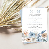 Dusty Blue Boho Monogram Wedding Kaart