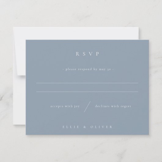 Dusty Blue Boho Photo Wedding Modern RSVP Kaartje (Voorkant)