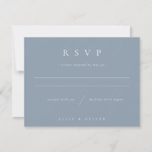 Dusty Blue Boho Photo Wedding Modern RSVP Kaartje