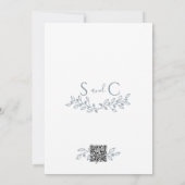 Dusty Blue Boho Romantische Botanische Minimal Wed Kaart (Achterkant)